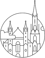 Icon für Wien, das den Wiener Stephansdom als Strichzeichnung zeigt