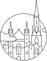 Icon für Wien, das den Wiener Stephansdom als Strichzeichnung zeigt