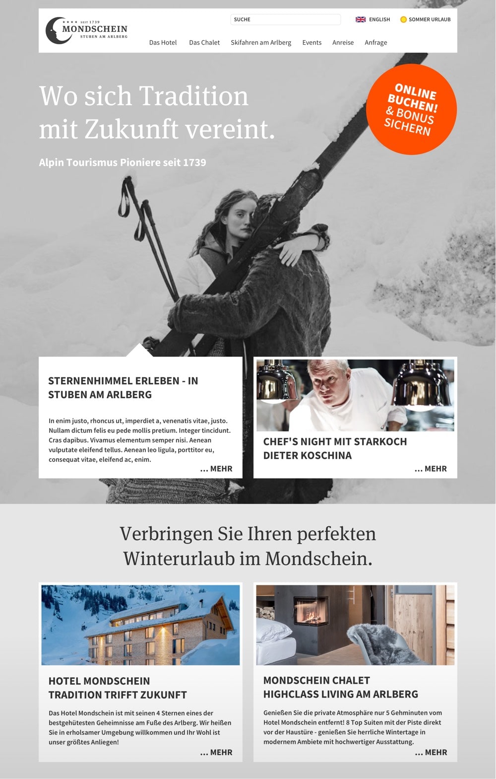 Hotel Mondschein – Webdesign 