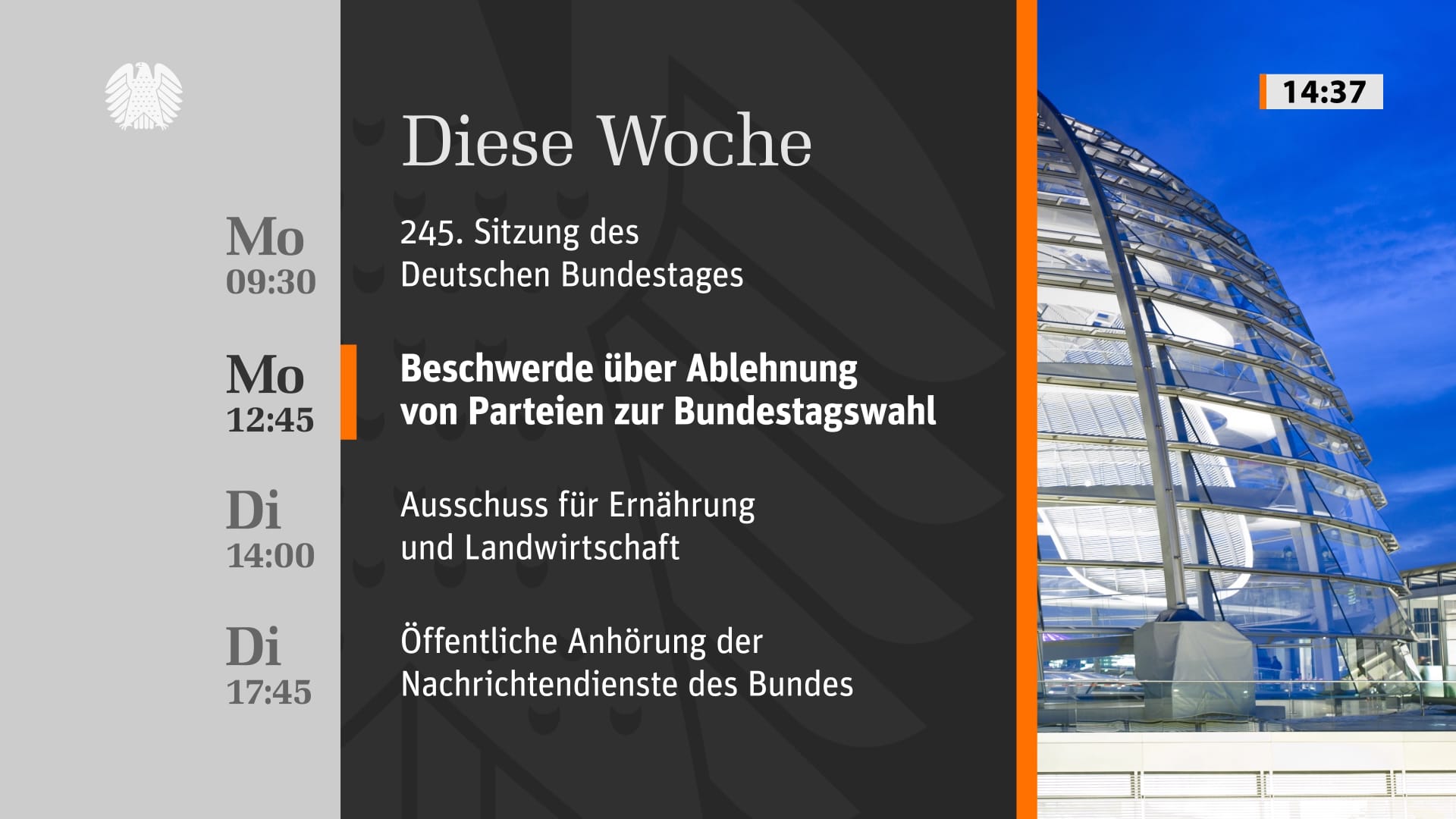 Deutscher Bundestag Parlamentsfernsehen - Wochenüberlick