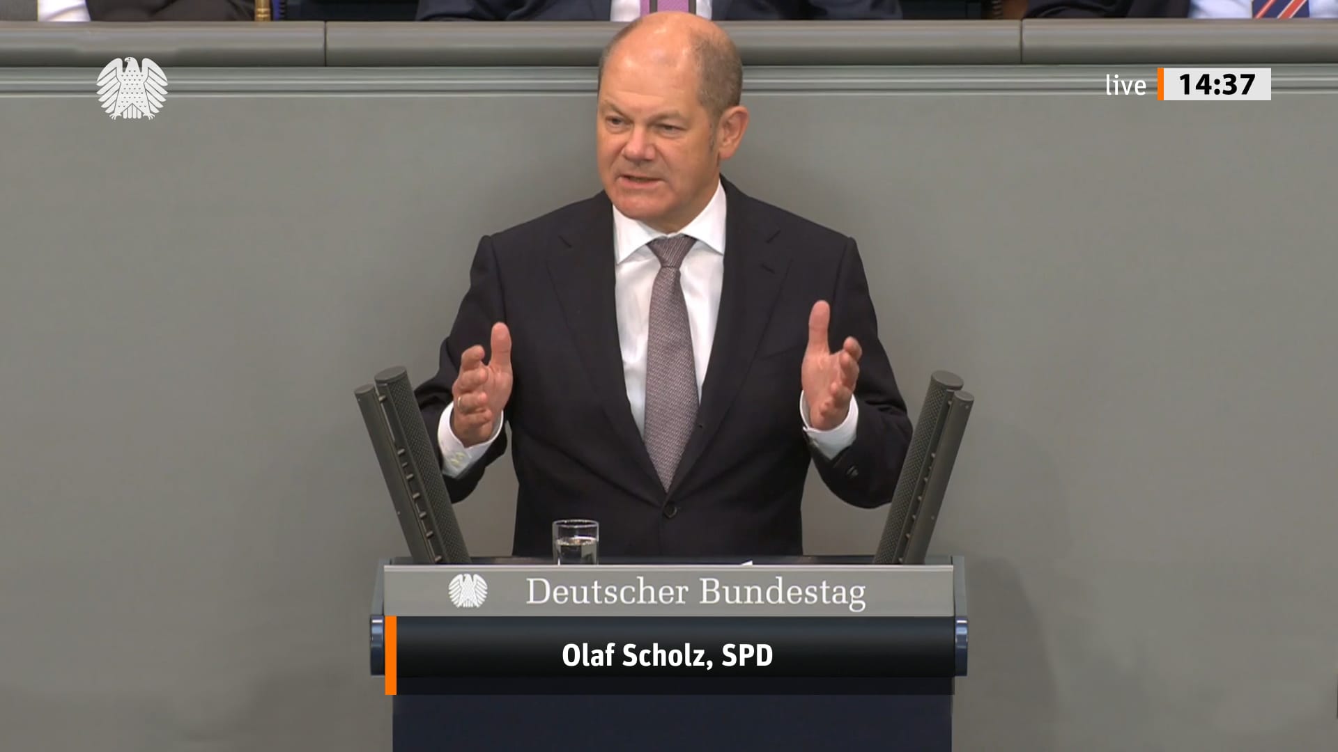 Deutscher Bundestag Parlamentsfernsehen - Screen einer Rede