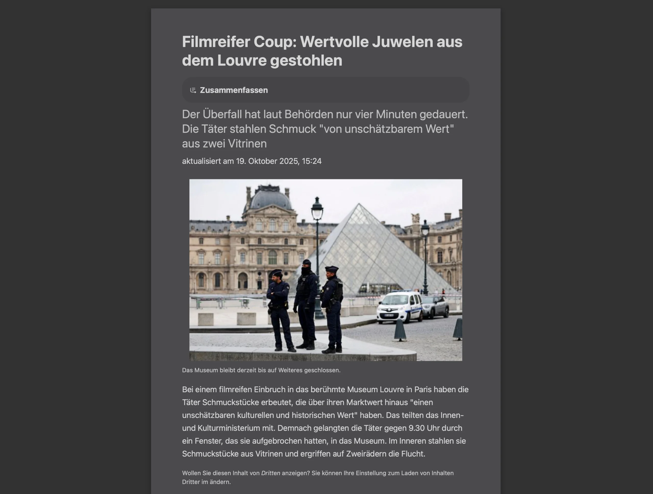 Screenreader-Ansicht zu Webartikel