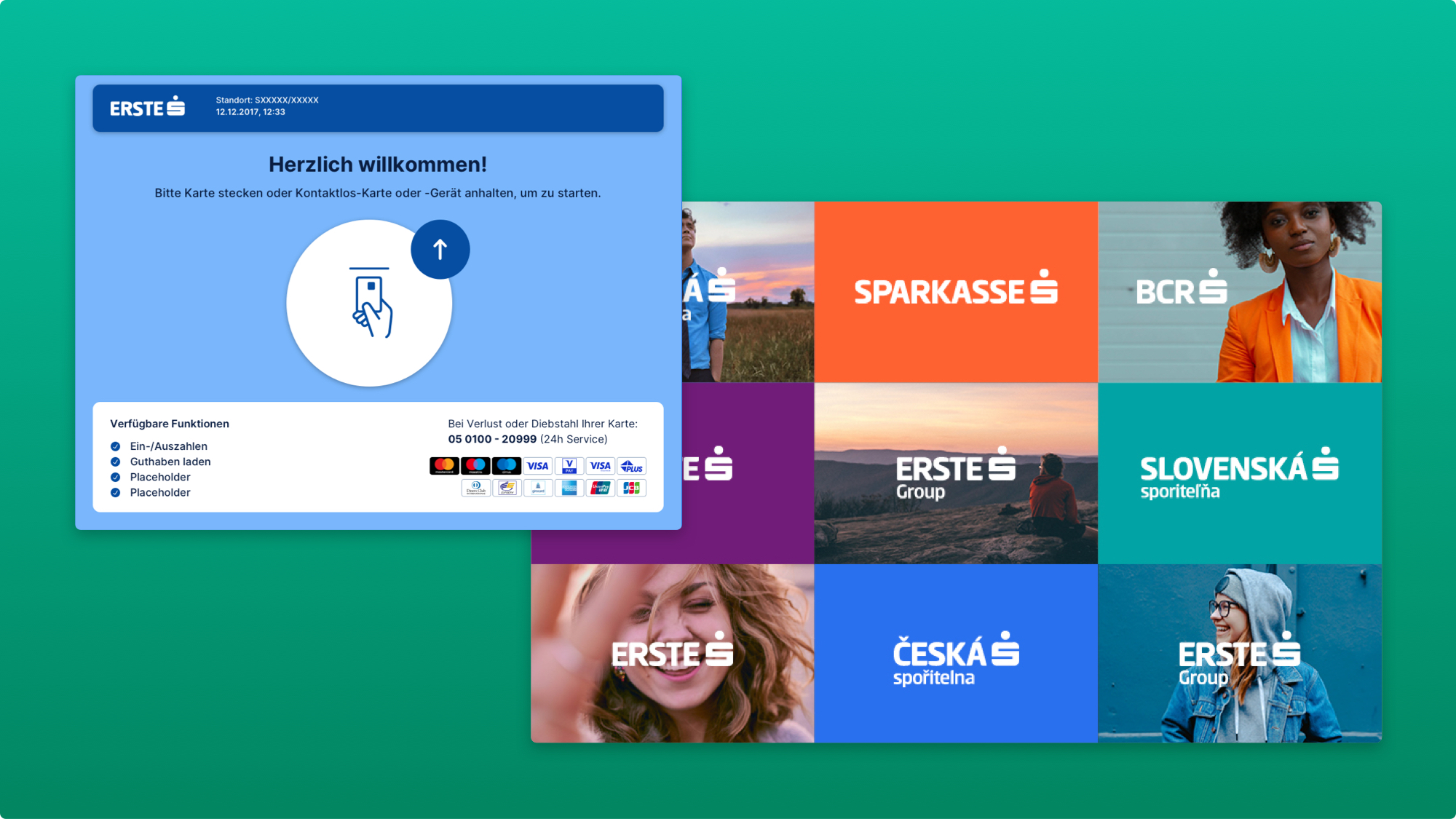 Screenshot des Erste Bank und Sparkasse Selfservice User Interface Designs vor den aktuellen Logos der Erste Group