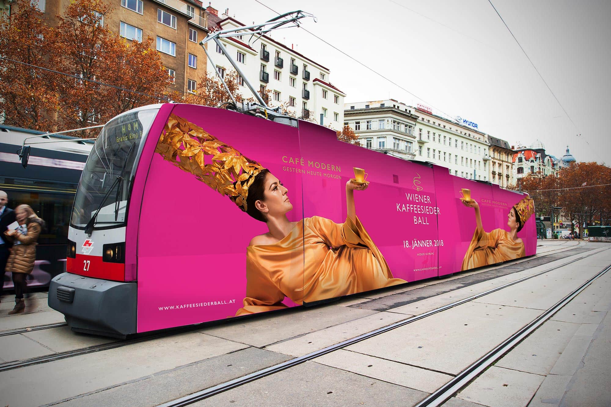 Wiener Kaffeesiederball – Werbesujet Design für Wiener Tram