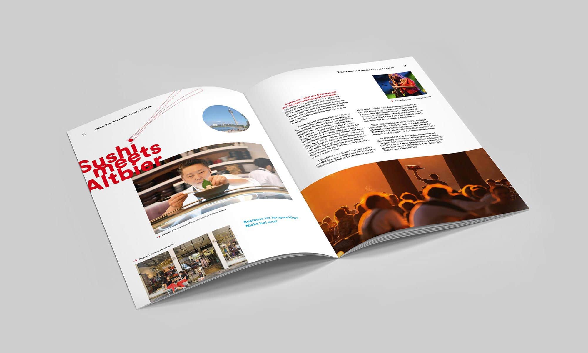Ein Claim für Düsseldorf – Brand Design für Magazin – Doppelseite – Sushi