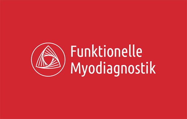 FMD – Logo Design – Negative auf rotem Hintergrund