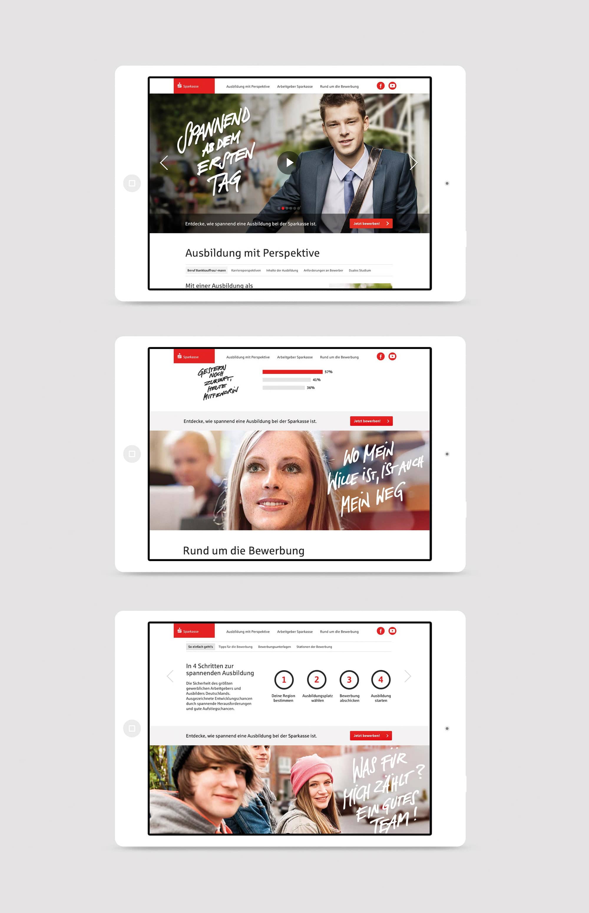 Sparkasse – Website Design für Tablet Devices