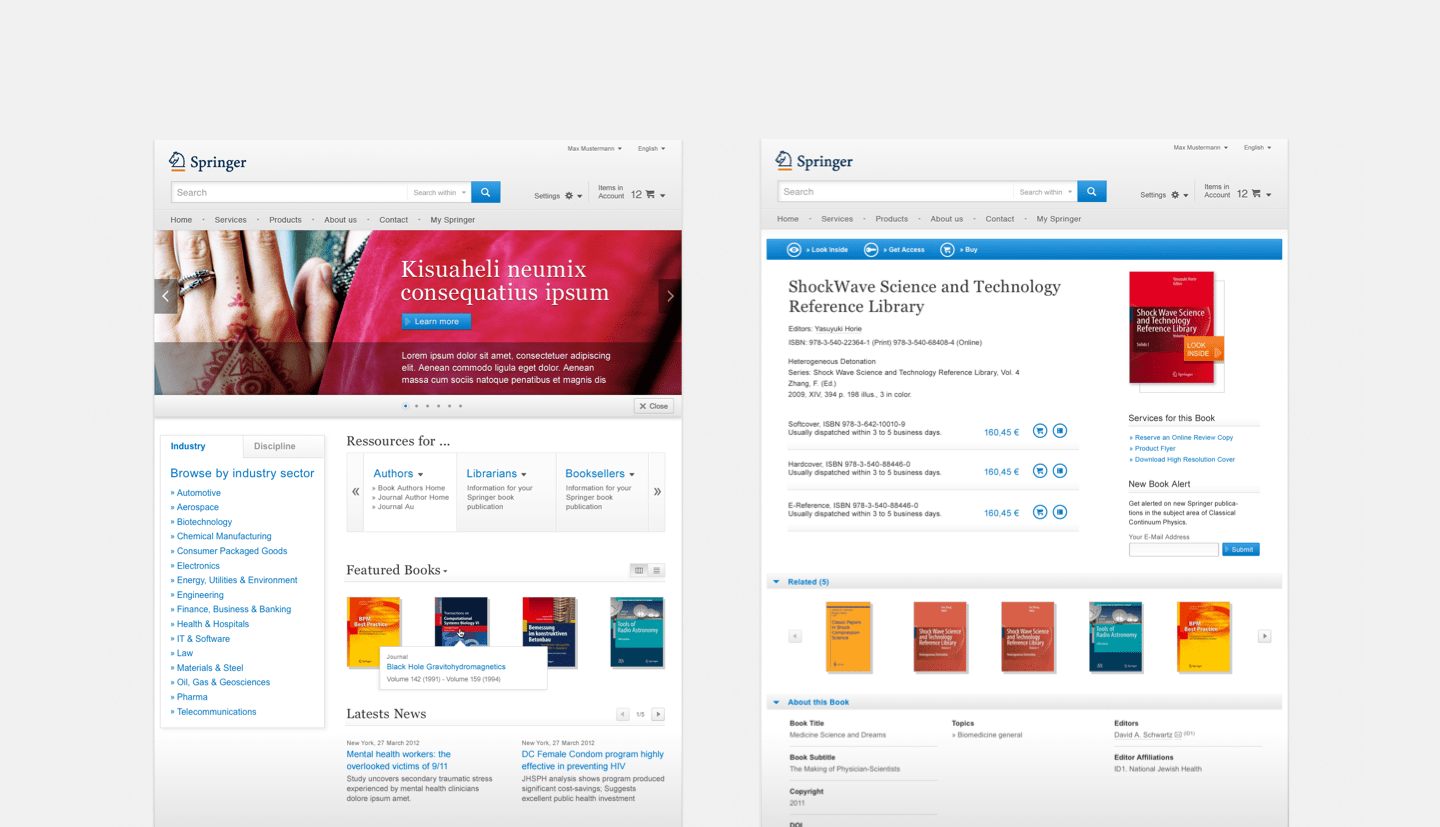 Springer Verlag – Webdesign