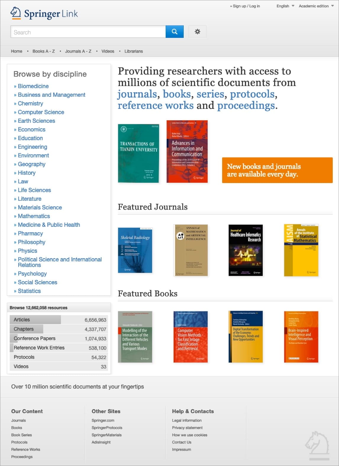 Springer Verlag – Webdesign