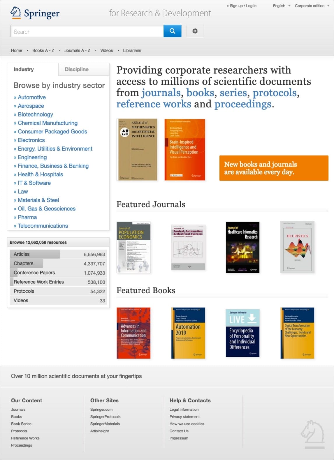 Springer Verlag – Webdesign