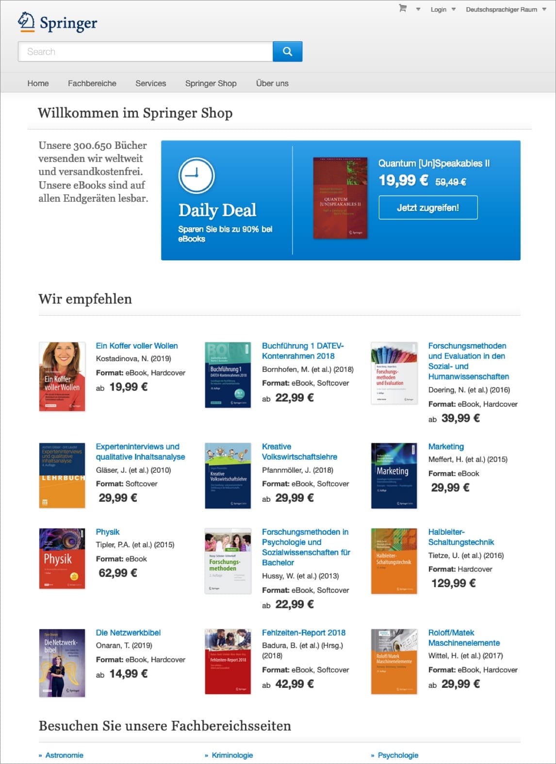 Springer Verlag – Webdesign