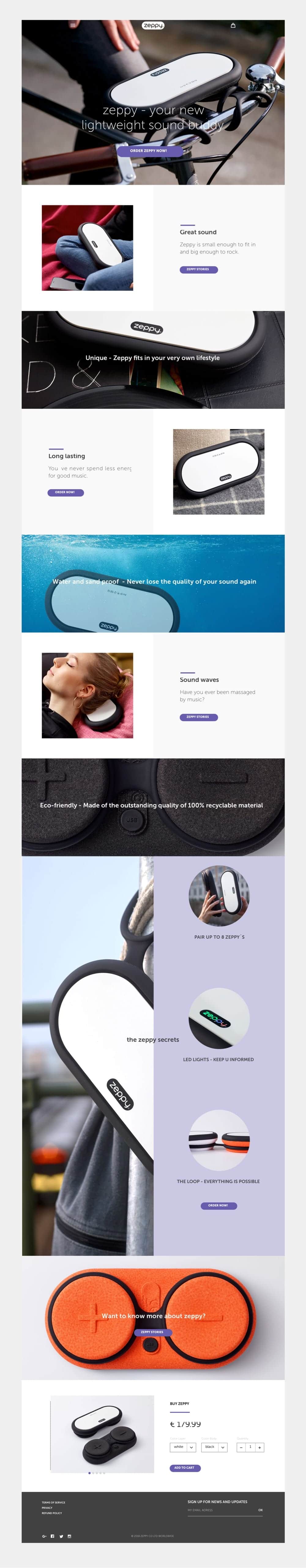 Zeppy – Website Design für Homepage