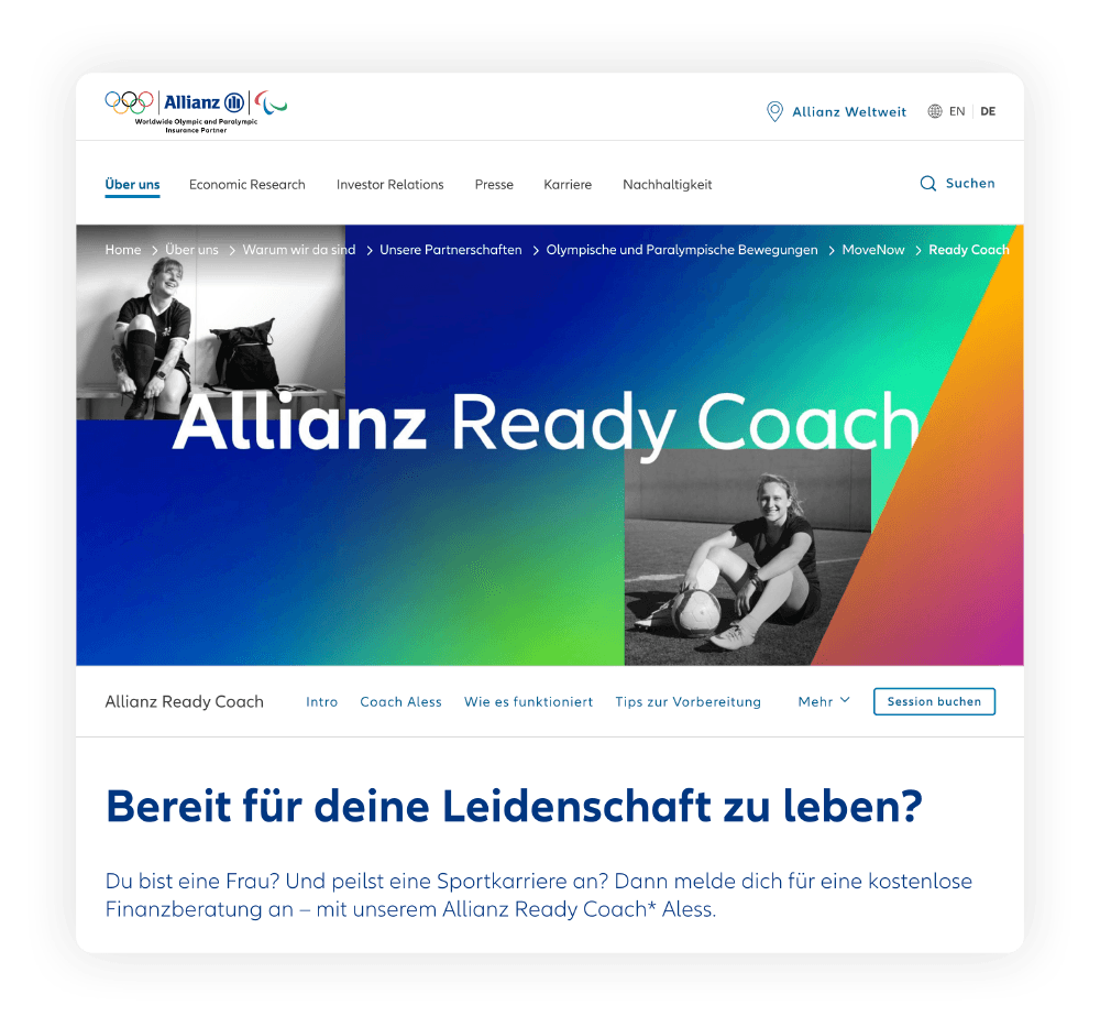 Bilder einer Allianz social media Webseite