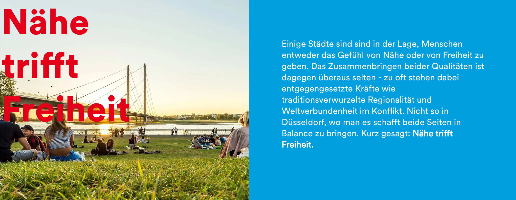 Markenpositionierung Stadt Düsseldorf - Nähe trifft Freiheit